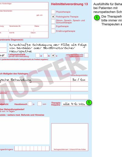 Ausfüllhilfe für Behandlungen bei Patienten mit neuropathischen Schädigungen